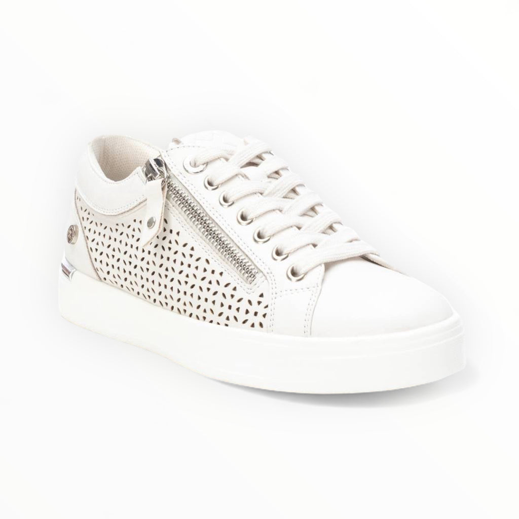 White Cut Out XTI Zip Up Trainers