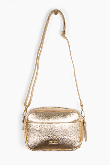 Wila Gold Faux Leather Crossbody Handbag