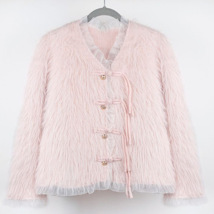 Blush Pink Gold Button Cardigan