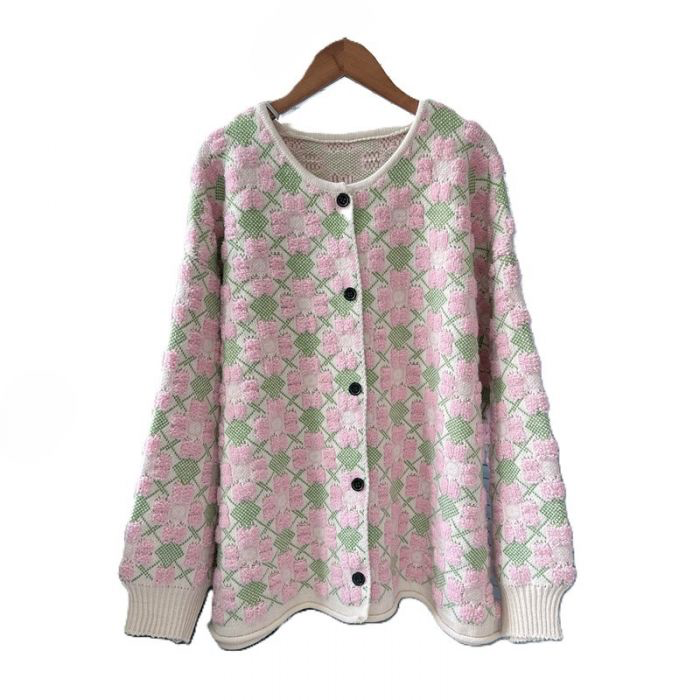 Pink & Green Floral Print Cardigan