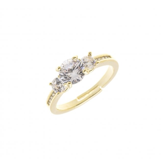 Gold & Crystal Triple Stone Adjustable Ring