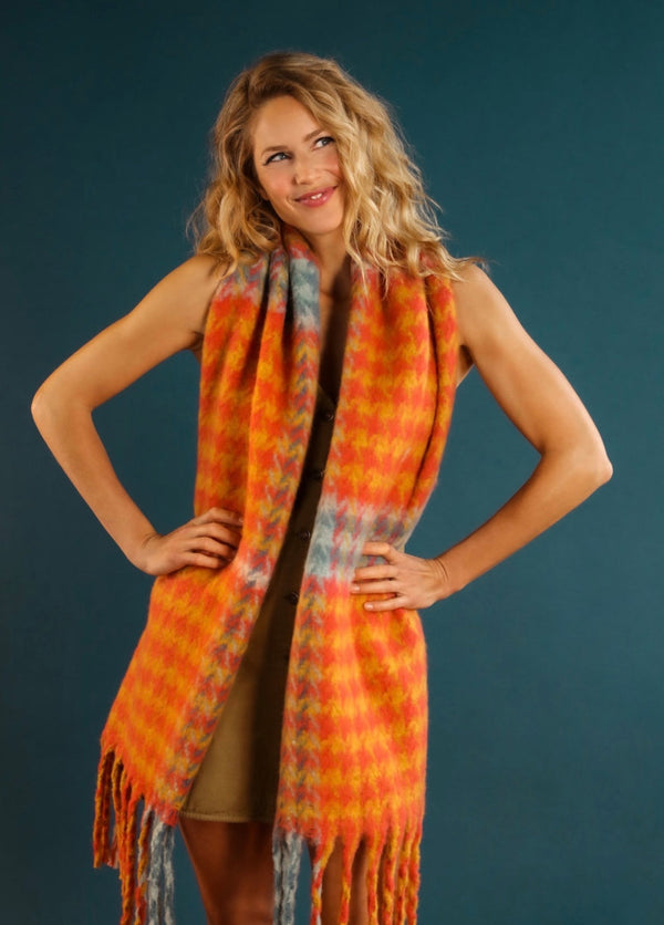 Isobel Tangerine & Denim Cosy Scarf